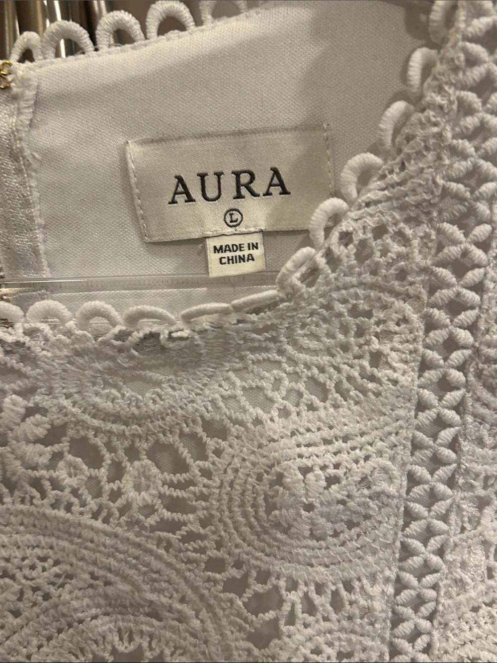 Aura White Lace Long-Sleeve Ruffle-Hem Dress - Picture 3 of 16